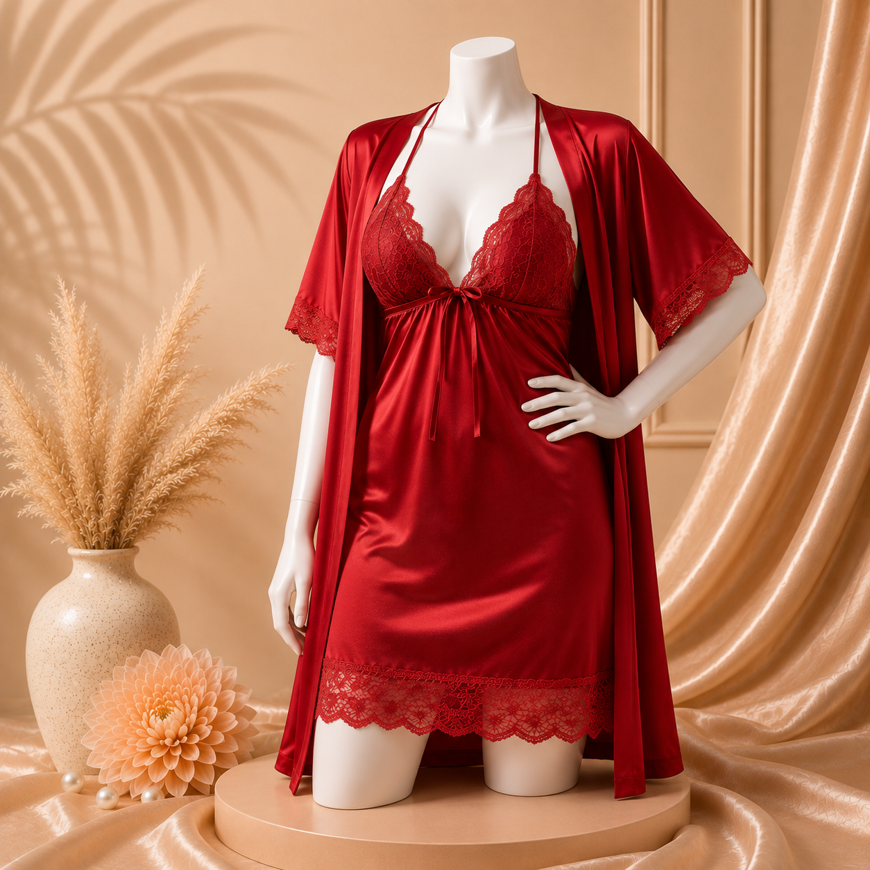Midnight Bloom Robe & Chemise Set