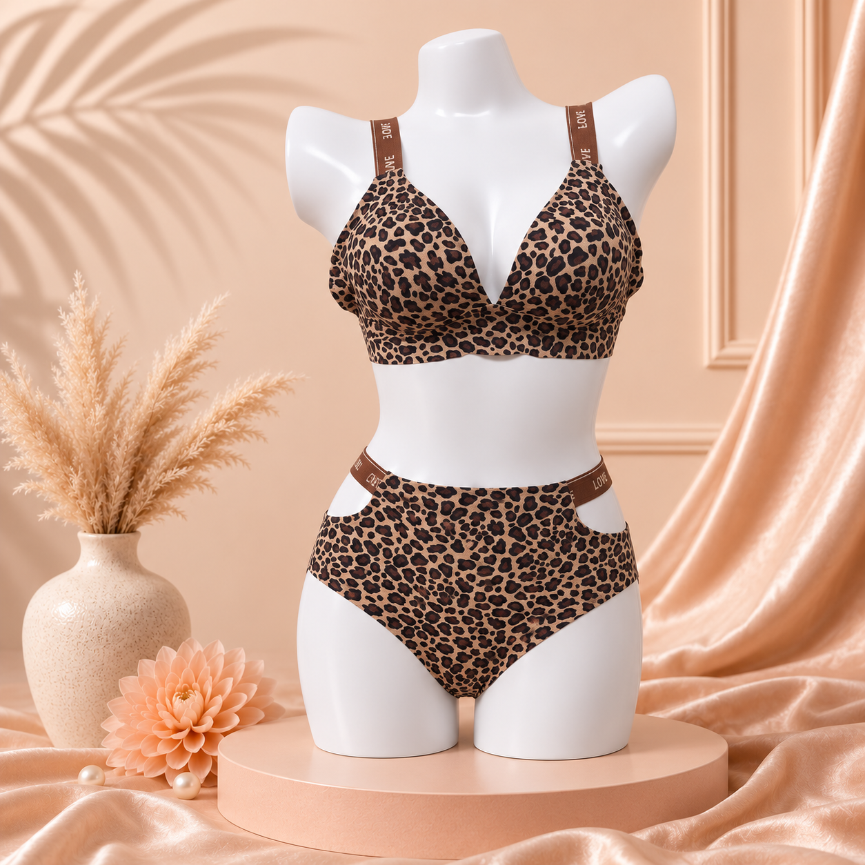 Animal print seamless bra & panty set
