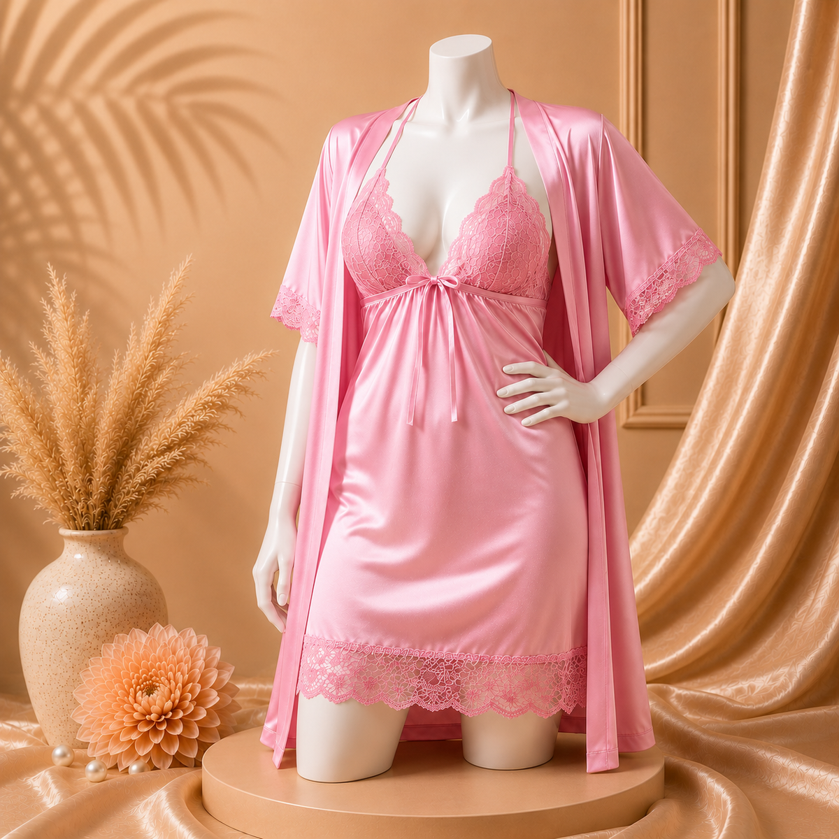 Midnight Bloom Robe & Chemise Set