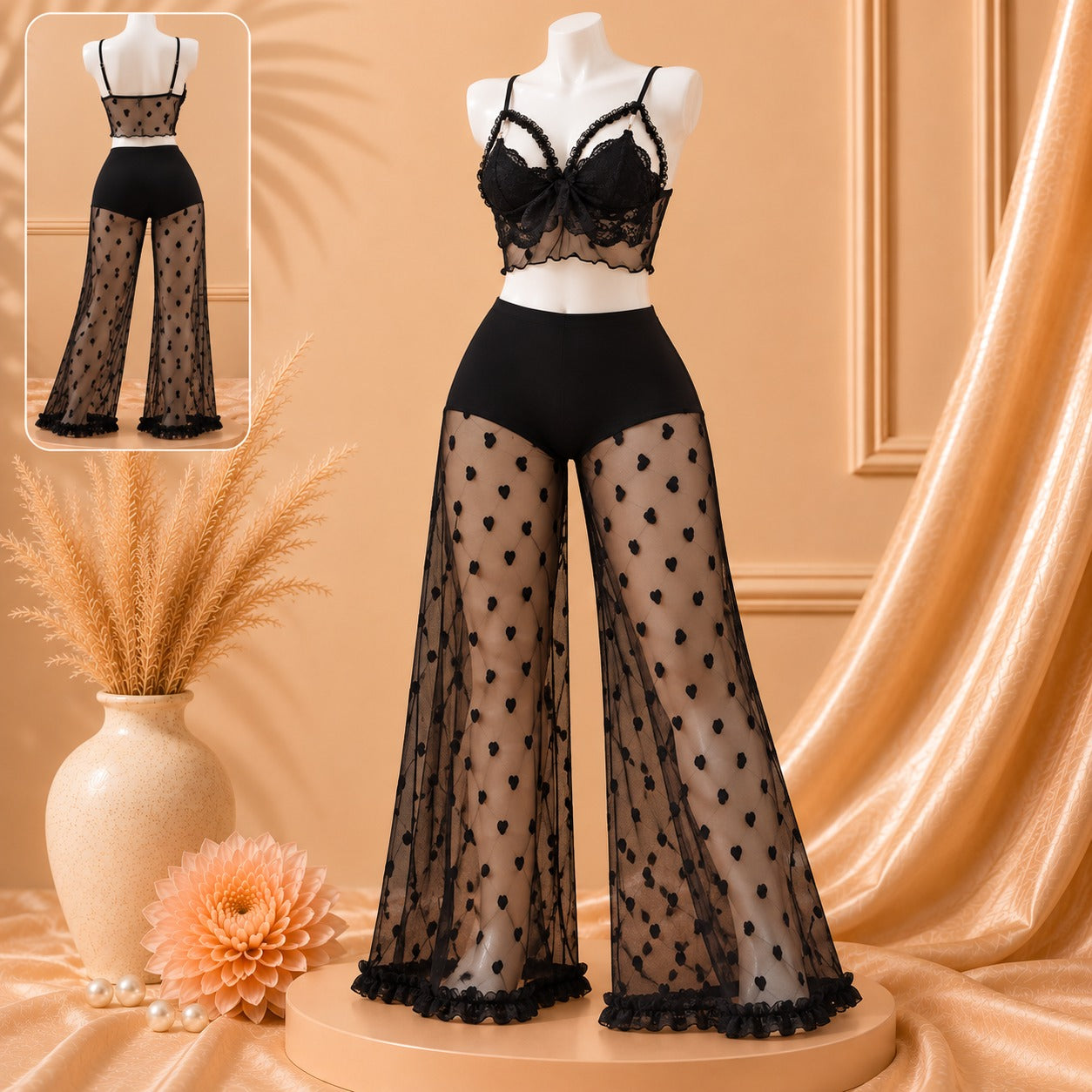 Fancy Net Nighty With Stylish Blouse And Long Pajama