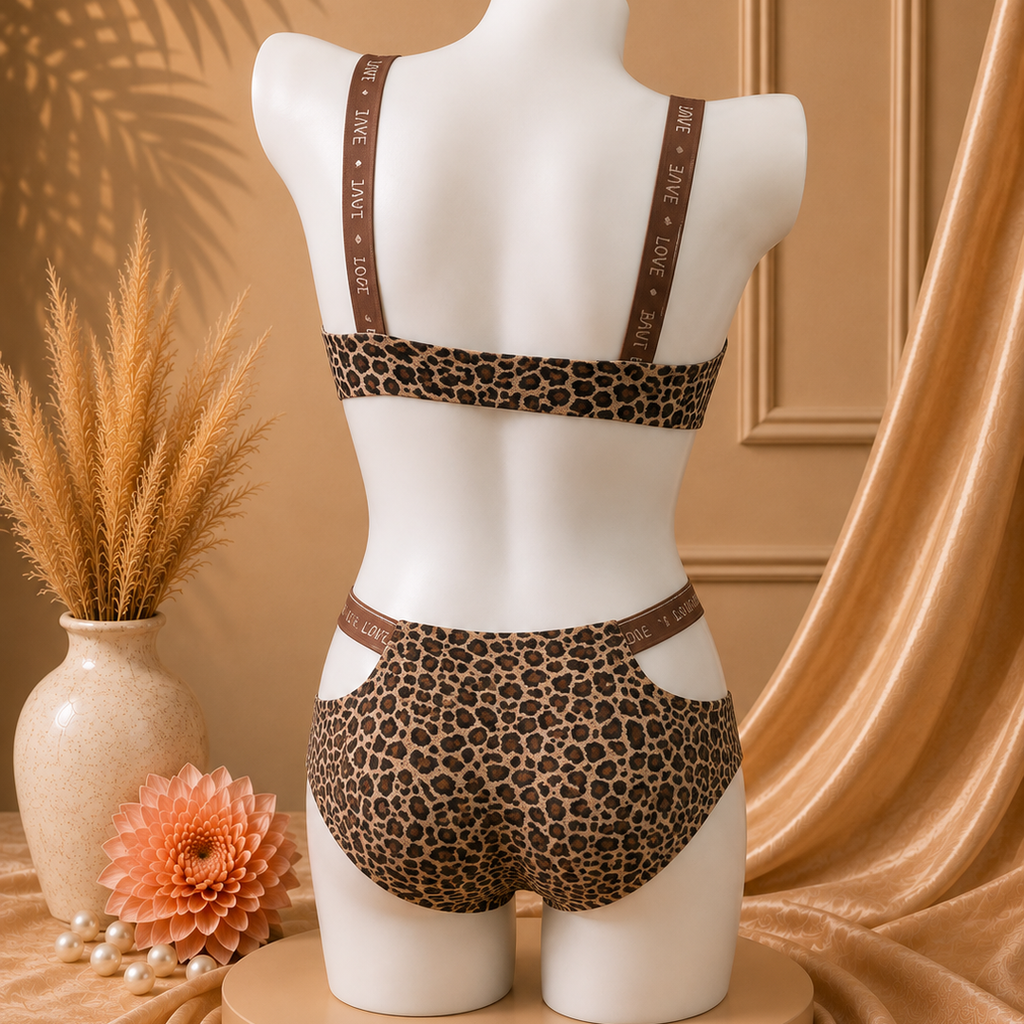 Animal print seamless bra & panty set